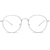 SOJOS Blaulichtfilter Brille Retro Rund Computerbrille ohne Sehstärke GLORY SJ5039 mit Silber Rahmen/Anti-Blaulicht L