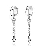 Ohrringe Frauen Ohrstecker Schwarz Geometrische Dreieck Clip Ohrringe Edelstahl Lange Quaste Kettenohrring Für Männer Punk Männlichen Schmuck (Silver2pcs),schön(Silver2pcs)