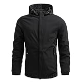 BIBOKAOKE Herren Softshelljacke Camouflage Kapuzenjacke Übergangsjacke Reißverschluss Sportjacke Trekkingjacke Atmungsaktiv Kapuze Windjacke für Radfahren Freizeit Outdoor Bergsteig