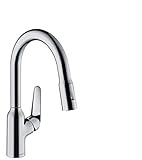 hansgrohe Küchenarmatur mit Schlauchbox (Wasserhahn Küche 360° schwenkbar, ausziehbare Brause mit 2 Strahlarten und sBox, hoher Komfort-Auslauf 180mm, Standardanschlüsse) C