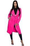 UK Damen Maxi-Mantel mit langen Ärmeln, Wasserfall-Gürtel, Größe S/M-XXL, hellrosa, 48