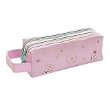 Qinlee Federmäppchen Mäppchen Große Kapazität Bleistift beutel mit Blumen Federmäppchen Leinwan Stiftemäppchen Etui Schule Teenager Pencil Case für Damen und Mädchen-R
