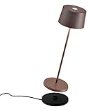 Zafferano Olivia Pro - Kabellose LED-Tischleuchte aus Aluminium, dimmbar, IP65-Schutz, Indoor/Outdoor Benutzung, EU-Stecker, H 35,5cm (Matt-Kupfer), [Energieklasse A+++] - C