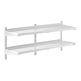 Royal Catering RCWR-1400.4 Wandbord 2 Ablagen 40 x 140 cm Edelstahl Regal Edelstahlregal Wandbord 2 Ablagen 140 cm breit 40 cm tief 3,5