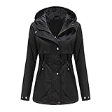 Damen Softshell Mantel Parka Kapuze Regenjacke Wasserdicht Winddicht Regenmantel übergangsjacke Windbreaker Winterjacke Funktionsjacke Outdoorjacke Outwear Frauen Leicht Hoodie Trenchcoat Kapuzenjack