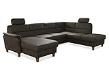 CAVADORE Wohnlandschaft Palera / Federkern-Sofa in U-Form mit 2 Kopfstützen / 314 x 89 x 212 / Mikrofaser in Lederoptik, O