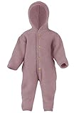 Engel Baby Overall mit Kapuze Wollfleece, 62-68/62/68, Rosenholz Melange 051E