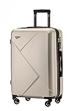 Münicase 9008 Reisekoffer Koffer Trolleys Hartschale Koffersets Beautycase-M-L-XL-Set (Großer Koffer (ca.76cm), Champagner)