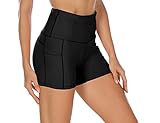 icyzone Damen Tights Shorts Sport Kurze Hosen - Laufshorts Fitness Yoga Leggings (M, Solid Black)