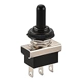 Heschen Kippschalter aus Metall, 12 V, 25 A, SPDT, Ein/Aus/Ein, 3-polig, 3 Kontakte für Armaturenbeleuchtung mit wasserdichter Kapp