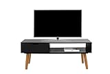 LIFA LIVING Fernsehtisch Lowboard Schwarz mit Schublade, Vintage TV Schrank TV Board Holz, Couchtisch Wohnzimmertisch für Flachbildschirm Fernseher Konsole, 40x100x40