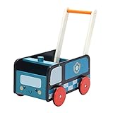 Labebe Lauflernwagen Holz, 2-in-1 Verwendung als Laufwagen, Blaues Polizeiauto Lauflernhilfe für 1-3 Jahre, Gehfrei Lauflernhilfe Baby/Lauflernhilfe Holz/Baby Lauflernwagen Holz/Lauflernwagen Werkzeug