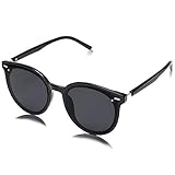 SOJOS Klassisch Retro Runde Sonnenbrille Damen Herren Groß Brille SJ2067 mit Schwarz Rahmen/Schwarz L