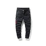 Liangsujian mck Jeans für Herren, Militärhose, Freizeithose, modische Hose, Jogginghose, Cargohose, mehrere Taschen, Outdoor, Wandern, Schwarz, lange Hose (Farbe: Schwarz, Größe: 38)