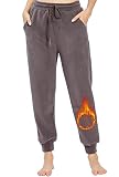 TAMEYA Damenhose, warm, mit Sherpa-Fleece gefüttert, hohe Taille, dehnbar, dicke Kaschmirhose, weite Beine, Sweathose, Plüschkaffee,
