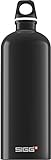 SIGG Traveller Black Trinkflasche (1 L), schadstofffreie und auslaufsichere Trinkflasche, federleichte Trink