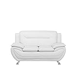 Beliani Weißes Zweisitzer Sofa Kunstleder Modern Designersofa Couch L