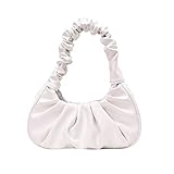 Damen Plissee Hobos Schulter Unterarmtasche Wolke Plissee Lady Pure Color Schultertasche Weiche PU Leder Handtaschen Tasche Kleine Textur Handtasche Totes Mädchen, weiß,