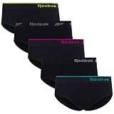 Reebok Women's Underwear - Seamless Hipster Briefs (5 Pack), Size X-Large, All Black