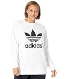 adidas Originals Women's Plus Size Trefoil Crewneck Sweatshirt, White, 1X
