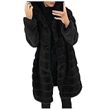 Lang Faux-Fur Pelzmantel Damen Langarm Cardigan Body Warmer Jacke Mantel Lose OutwearMantel Jacke Künstliches Pelz Fleecejacke Revers Wollmantel Plüschjacke Casual Steppjacke Mode Warm Pelzjack