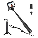 HSU Extendable Selfie Stick, Wasserdichter Handgriff mit Mini Stativ für GoPro Hero 10/9/8/7