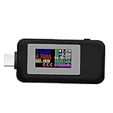 KWS-1902C-Zwei-Wege-Tester, Farbbildschirm USB-Strom- und Spannungstester, Typ-C-USB-Tester, Farbbildschirm Leistungskapazität Multimeter, Durchmesser, schwarz 1p