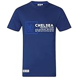 Chelsea FC - Herren T-Shirt mit Printmotiv - Offizielles Merchandise - Dunkelblau mit Stadion-Koordinaten - M