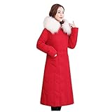 GZMMYI Damen Daunenjacke Lange Bemalte Baumwollwattejacke Schmale Dünne Winterjacken-Pullover Reißverschluss Plus Samtverdickung Pulloverjack