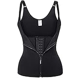 XWSM Damen Sweat Waist Trainer Weste Mit Reißverschlusshaken Zum Abnehmen Neoprenfreies Training Body Shaper Tank Top Body Shaper Gürtel Korsett Shapewear (Color : Black, Größe : M)
