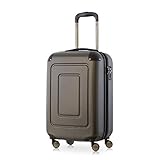 Happy Trolley - Lugano - Handgepäck 55cm, leicht, Bruchfest, TSA Schloss, 4 Rollen Kabinentrolley, Reisekoffer Rollkoffer Handgepäckkoffer Bordgepäck Hartschalen Trolley Koffer, 40L, Grap