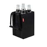 Parkwächter Achilles Flaschentasche, Bottle Bag für 4 x 1,5 Liter Flaschen, Bottlebag, Tragetasche mit Trennwänden für Flaschen, Autobox, Einkaufstasche mit 4 Fächern, schwarz, 17 cm x 17 cm x 27