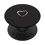 Weißes Herz Schwarz PopSockets mit austauschbarem PopGrip