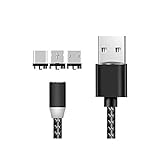 3 in 1 USB Universal Ladekabel Nylon für Phone Samsung Galaxy S9 S8 S7 S6 S5 A3 A5 J5, Huawei, Honor, Xiaomi, Oneplus, Sony, Kindle (Silber)