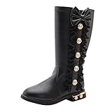 Leder Stiefeletten Kinderschuhe Mädchen Prinzessin Schuhe Langschaft Stiefel Winter Thermostiefel Schneestiefel Warme Gefüttert Winterstiefel Kinder Hohe Stiefel Bow-knot Knöchel S