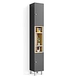 Vicco Badschrank AQUIS Anthrazit Eiche 200 cm - Badezimmerschrank Hochschrank Bad Schrank Badreg