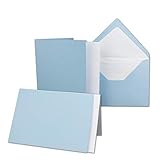 25 x Kartenpaket mit gefütterten Brief-Umschlägen und Einleger - gerippt - DIN A6/C6 - Hellblau - 10,5 x 14,8 cm - Nassklebung - NEUSER PAPIER