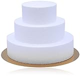 LEDU® Styropor Torte | 3 Etagen | Höhe 15 cm | Goldener Tortenboden | Ø 20/15/10 cm | Tortendummy | Geschenktorte | Tortenrohling | Geburtstag