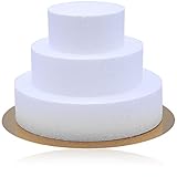LEDU® Styropor Torte | 3 Etagen | Höhe 15 cm | Goldener Tortenboden | Ø 20/15/10 cm | Tortendummy | Geschenktorte | Tortenrohling | Geburtstag