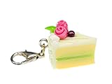 Miniblings Tortenstück Kuchen Torte Kuchenstück Charm Limette grün - Handmade Modeschmuck I Kettenanhänger versilbert - Bettelanhänger Bettelarmband - Anhänger für Armb