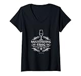 Damen Whisky Tasting Spruch Multitastingfähig & Glas Whisky T-Shirt mit V