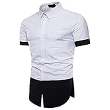 Shirt Herren Sommer Mode Spleißen Strickjacke Herren Kurzarm Modern Basic Slim Fit Stretch Herren Hemd Urban Business Casual All-Match Herren Host H