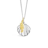 Lily Blanche Damen Halskette Muschel Medaillon in Sterlingsilber mit Seepferdchen Charm in Gold Entworfen in Großb