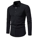 DOMBX Herren Langarmshirts Elegant Basic Oversized Langarm Kent-Kragen Slim Fit T-Shirt Polo Hemd Henley Shirts mit Knopfleiste Männer Herbst Winter Langarmhemd Business Arbeitsshirts F