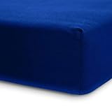 Lumaland Luxury Jersey Spannbettlaken für Wasserbett und Boxspringbett 100 % Baumwolle mit Rundum-Gummizug 180-200 x 200-220 cm Royal B