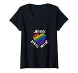 Damen Lieb Doch Wen Du Willst - LGBTQ Regenbogen Fahne CSD T-Shirt mit V