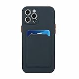 TYWZ Kartenfach Weich Hülle für iPhone 12 Pro,Dünn Silikon Built-in Kartenhalter Schale Back Cover Schutz Tasche Kratzfest Bumper-Dunkel B