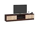 ADGO RTV K160 CLP TV-Ständer mit 2 Schränken und 2 Regalen 160x33x40 cm, TV-Lowboard, Lowboard für Fernseher, Fernsehschrank, Fernsehtisch, Stehend TV-Regal, Board, Langer (Wenge/Sonoma)