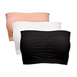 Avondii Damen BH Set Bandeau Top Große Größen Trägerlos Push Up mit Einlagen Pads, 3er Pack (XXL, Mehrfarbig)