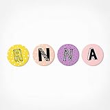 PICKMOTION Anna Magnetbuchstaben Set 4 Magnete - Geschenke mit Namen, für Magnet-Tafel, Deko, als Kühlschrank-Magnete, Durchmesser 3,2 cm -für Kinder erst ab 3 Jahre, Buchstabenmagnete BMS-0147
